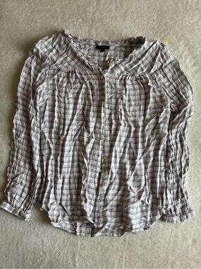 Talbots Lavender Plaid Button-Front Shirt